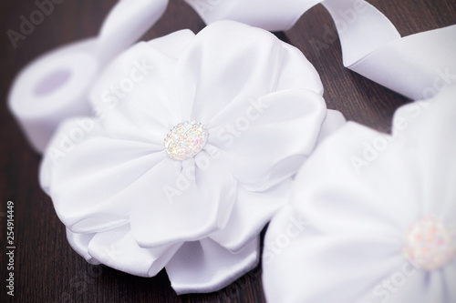 Fototapeta Naklejka Na Ścianę i Meble -  Wedding accessory for the bride white bow