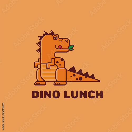 Dino lunch. Logo template.