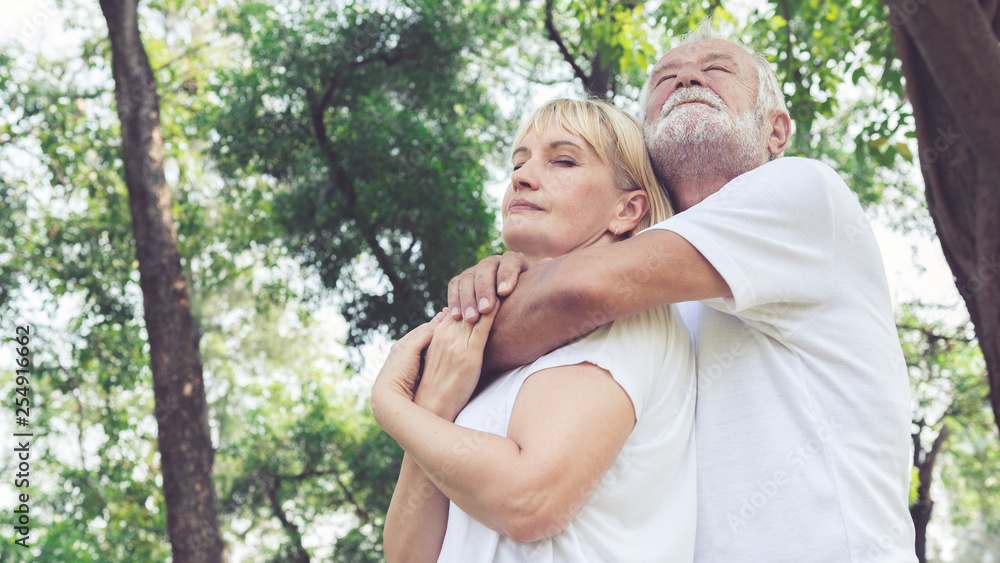 Fototapeta premium Happy old couple relax in the park