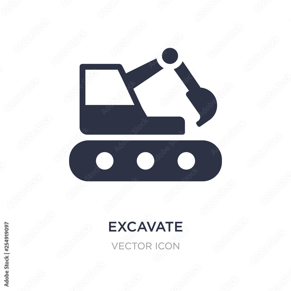 excavate icon on white background. Simple element illustration from Transport concept. excavate icon on white background. Simple element illustration from Transport concept.
