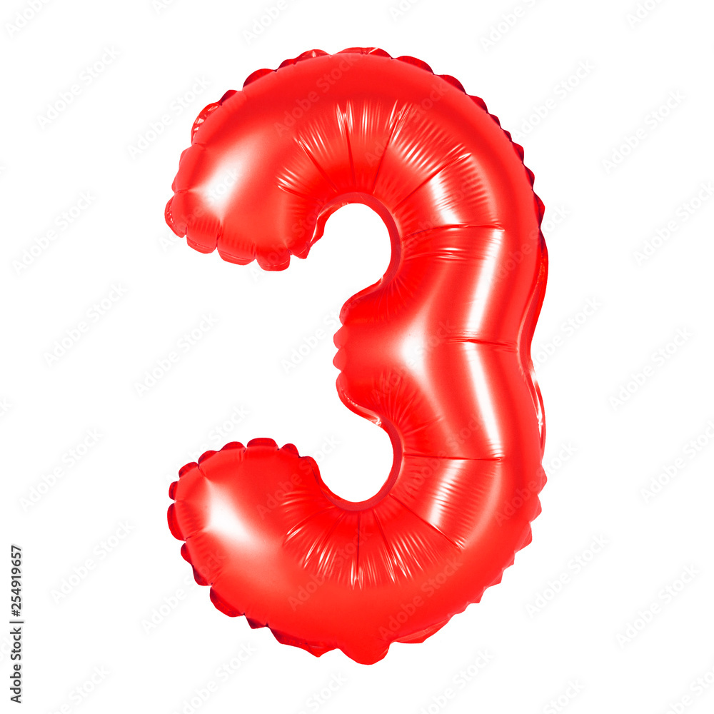 number 3 (three) from balloons (red) number 3 (three) from balloons (red)