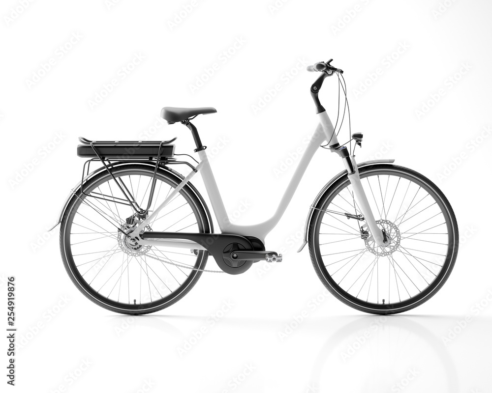 Fototapeta premium Generic electric bicycle e-bike isolated on white background 3d illustration