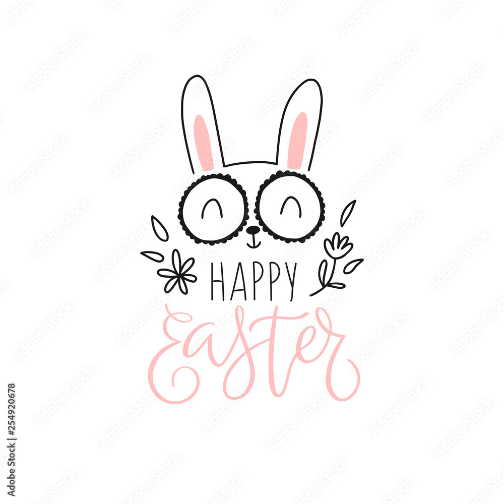 Fototapeta premium Easter card with cute rabbit head