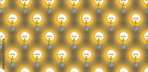 Light bulbs seamless background, creative ideas website concept, vector wallpaper or web site background.