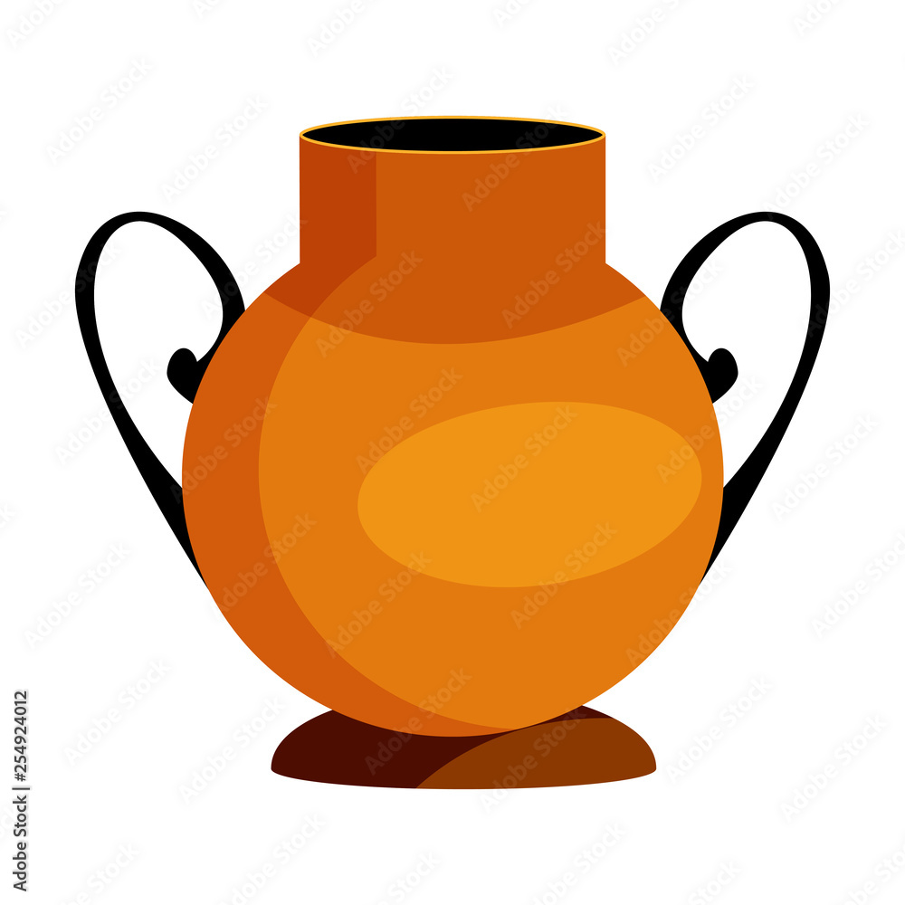 Ancient clay pot with two handles flat icon. Antiquity, earthenware, vessel pot. Greek vases concept. Vector illustration can be used for topics like ancient history, dishware, archaeology