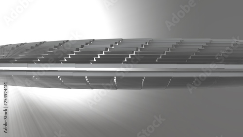 Fototapeta Naklejka Na Ścianę i Meble -  Abstract modern futuristic Architecture in shape of round tube tunnel With volume light. 3d Render Illustration background