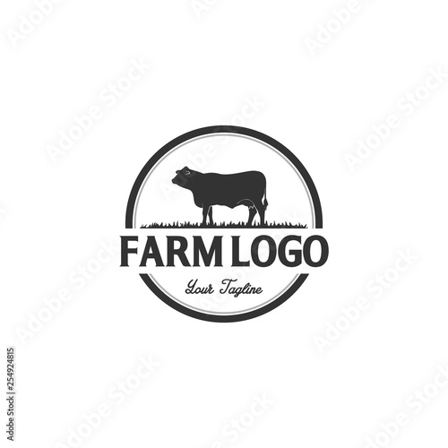 Vintage Angus Cattle Beef logo design inspiration -