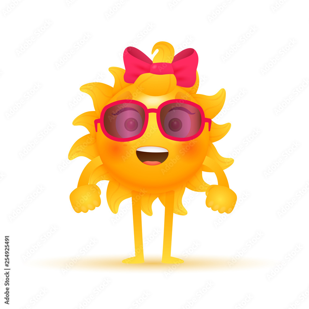 Pretty girl sun in sunglasses. Positive, excited, fashion. Can be used for topics like summer, nature, weather