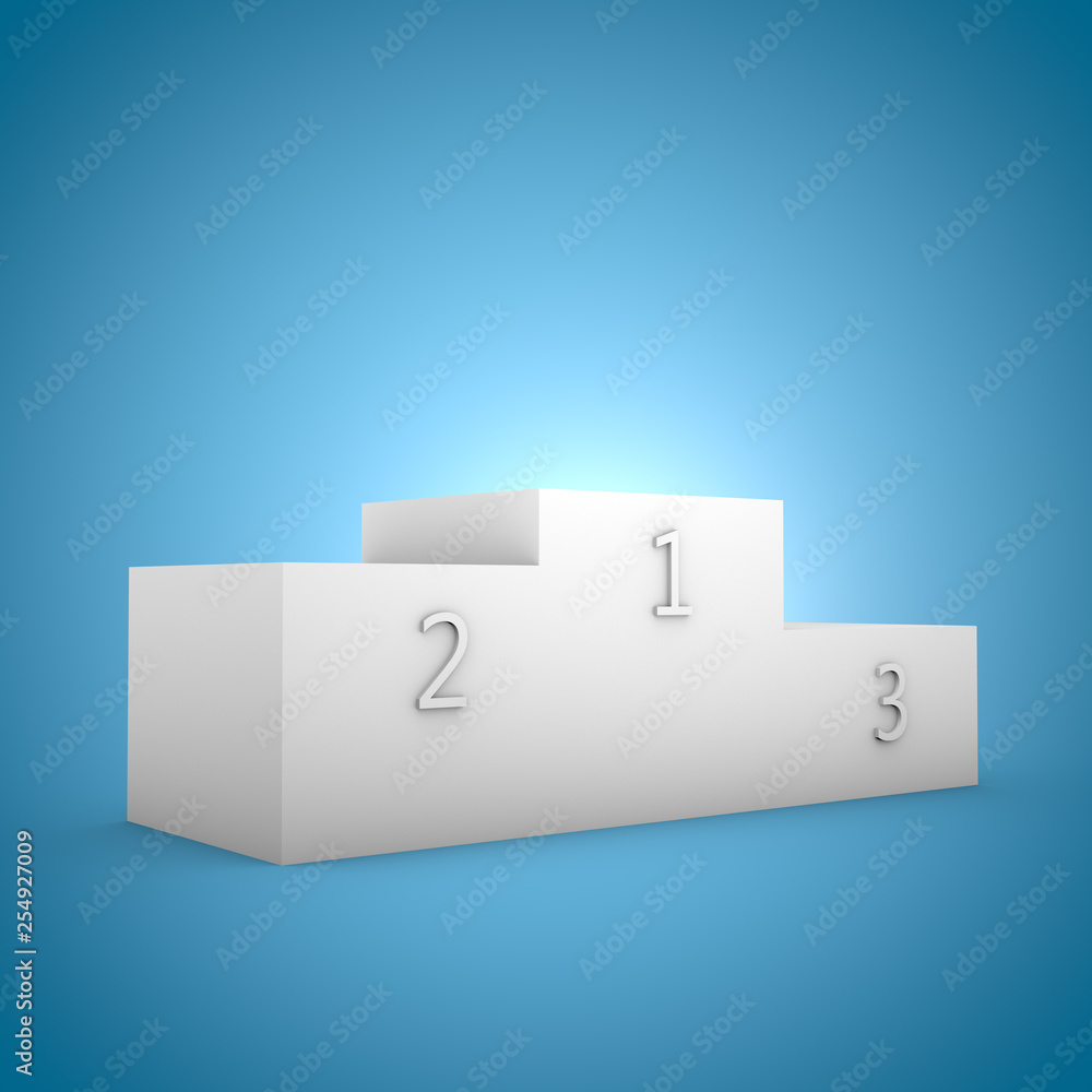 Sports pedestal 3D render illustration on blue background Sports pedestal 3D render illustration on blue background