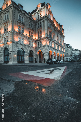 Photography view of a street in Vienna Austria . Selective focus