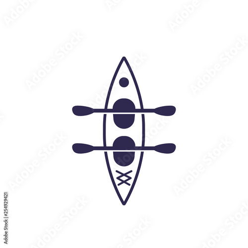 kayak and paddles, vector icon