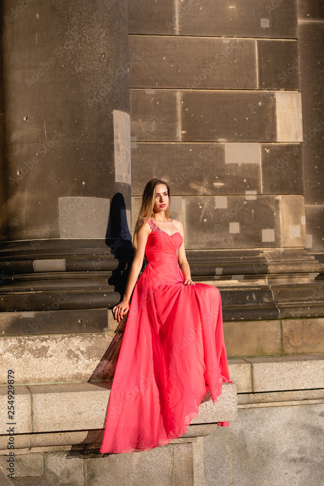 young woman in red dress young woman in red dress