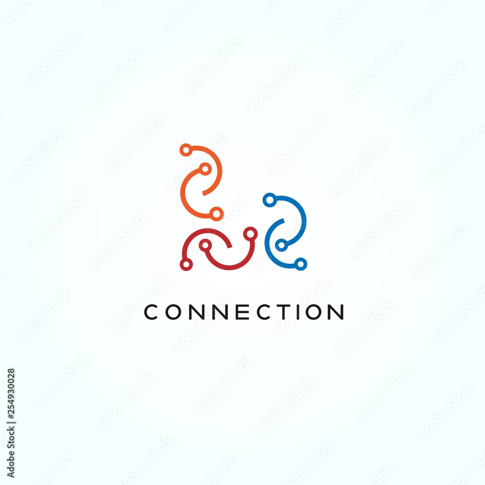 Technology icon template, creative vector logo design, connection, illustration element