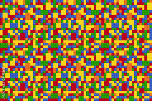 Multicolor abstract plastic constructor seamless pattern