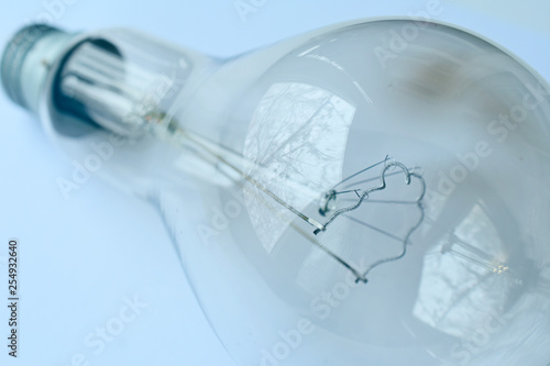 incandescent lamp with transparent glass, macro fragment