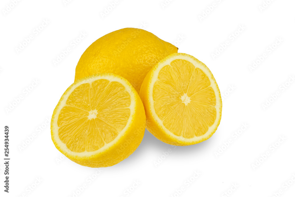 Fresh yellow lemons isolated on white background - image