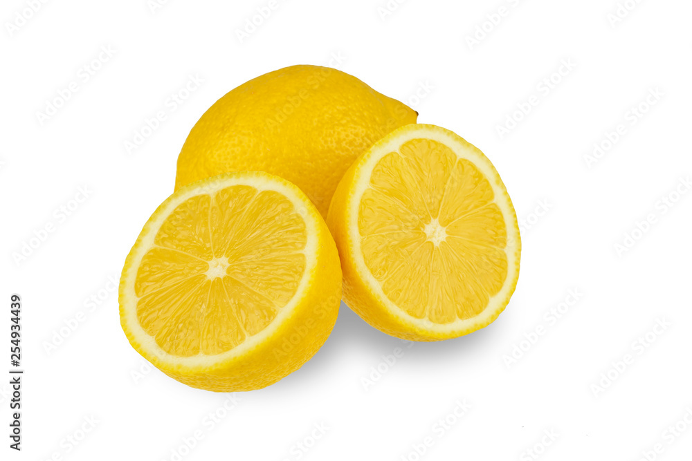 Fresh yellow lemons isolated on white background - image Fresh yellow lemons isolated on white background - image