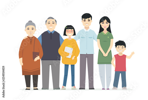 Happy Chinese family - cartoon people characters illustration