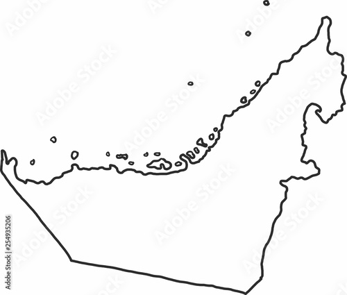 Freehand sketch UAE map on white background.