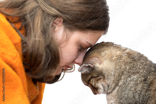 girl with a cat  cat and girl friendship