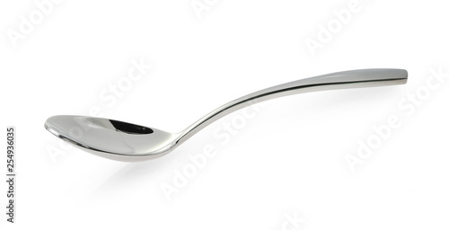 silver spoon isolated on white background photo