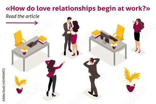 Isometric Business Concept, Love Affair at Work