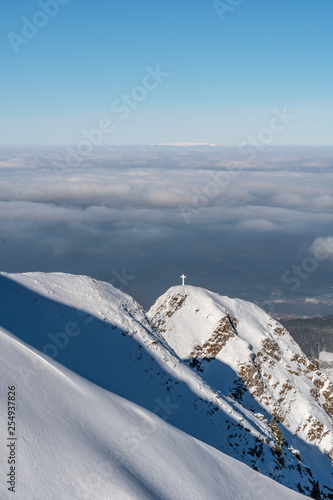 Blick vom Berg Moléson auf die verschneiten Schweizer Alpen