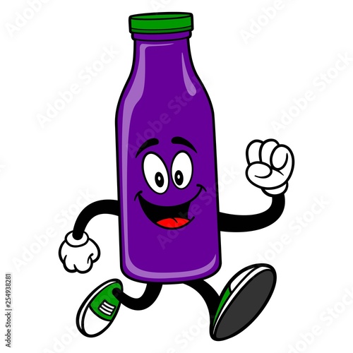 Grape Juice Mascot Running - A vector cartoon illustration of a Grape Juice Mascot running.