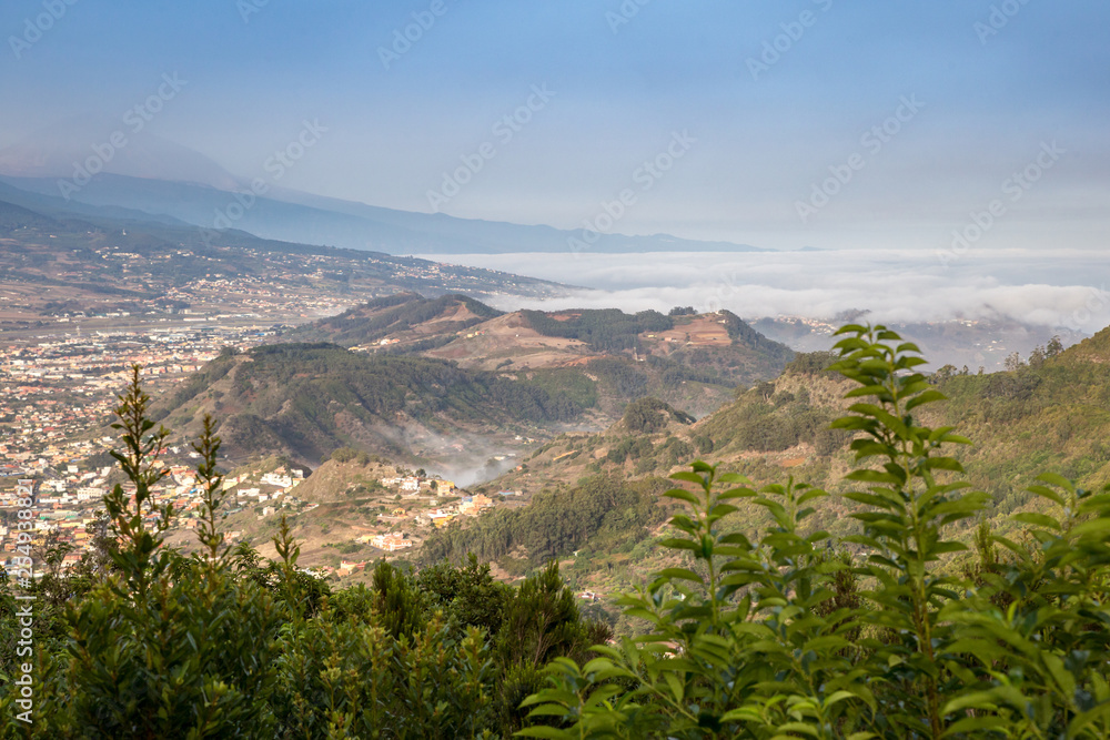 View over Valley in Anaga Mountains with Ocean in the Background, Tenerife, Spain, Europe