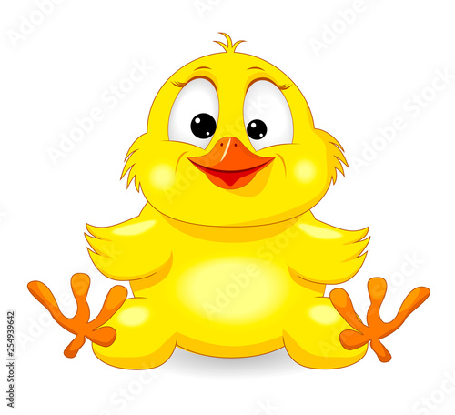 Small yellow chick. Little yellow chick on a white background. Cartoon chick