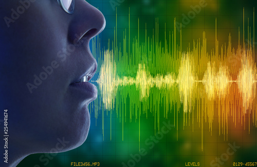 woman speaking, voice recognition concept photo