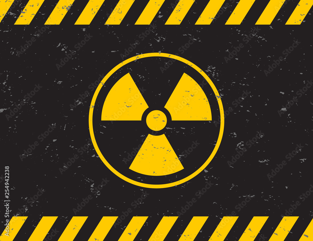 Fototapeta premium Warning sign. Grunge radiation representing the danger of radiation.