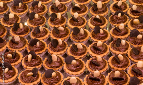 pastries with chocolate cream and almond, texture and food background © angelo.gi