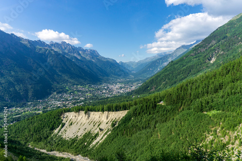 A beautiful view of the Chamonix valley between the mountains. Alps. © Jacek Jacobi