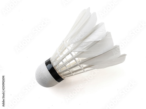 Badminton ball or shuttlecock isolated on white background with clipping path