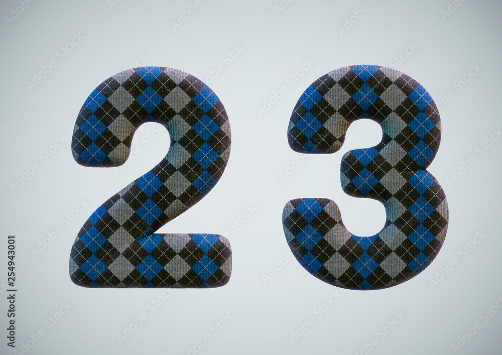 Naklejka premium 3D Illustration of Sock Alphabet (Numbers and Letters)