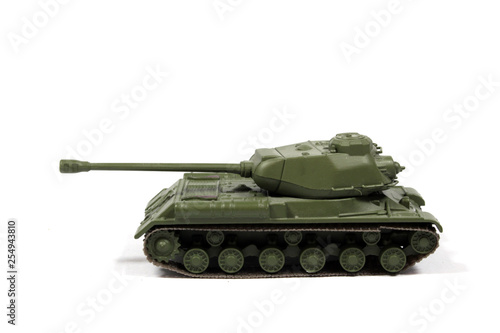 Vintage Used Child's Toy Tank On White Background