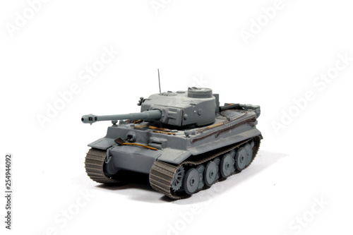 Vintage Used Child's Toy Tank On White Background