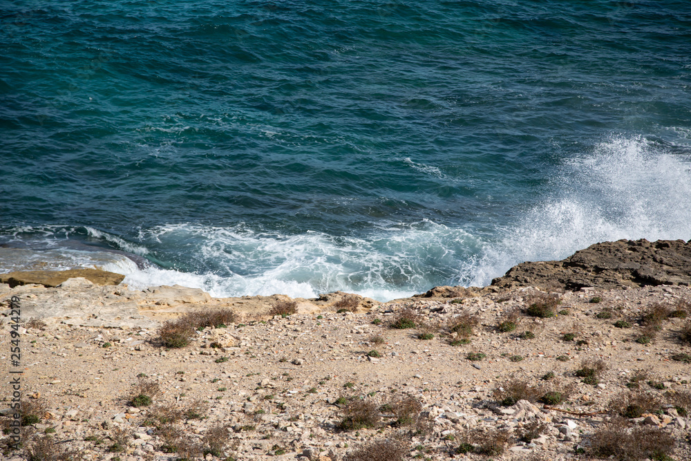 Waves at the coast, island Mallorca Spain