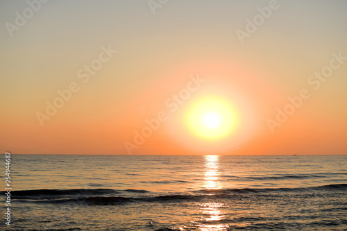 The sea the morning  amidst the clouds and the sky is beautiful quiet atmosphere feeling lonely