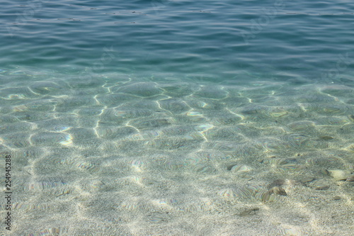 White pebbles on the bottom of the Adriatic sea in Croatia
