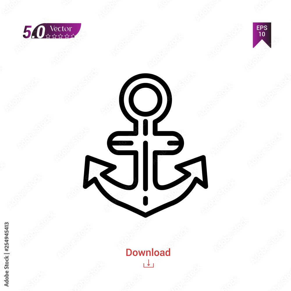 Outline anchor icon isolated on white background. Best modern. Graphic design, mobile application, beauty icons 2019, user interface. Editable stroke. EPS10 format vector Outline anchor icon isolated on white background. Best modern. Graphic design, mobile application, beauty icons 2019, user interface. Editable stroke. EPS10 format vector