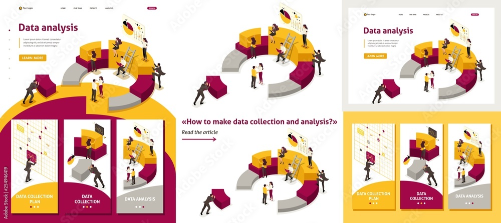 Fototapeta premium Isometric Collecting and Analyzing Data