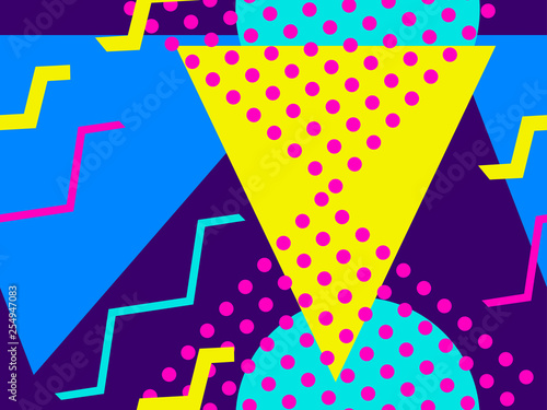Memphis seamless pattern. Geometric elements memphis in the style of 80's. Bauhaus retro. Vector illustration