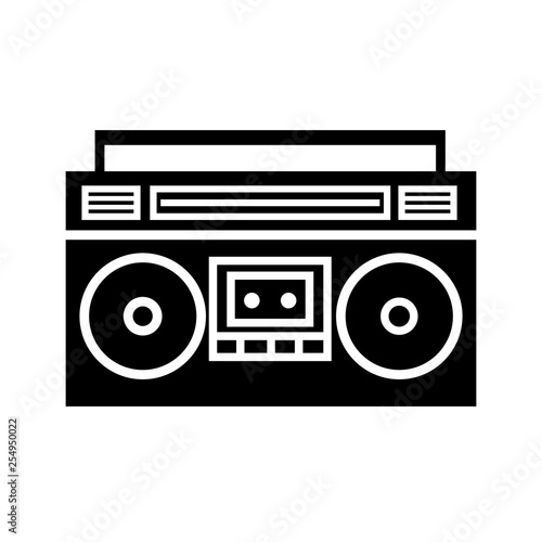 Boombox ghetto blaster silhouette icon. Clipart image isolated on white background