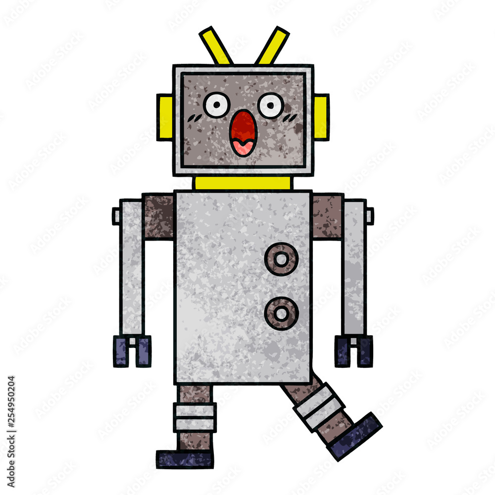 retro grunge texture cartoon robot retro grunge texture cartoon robot