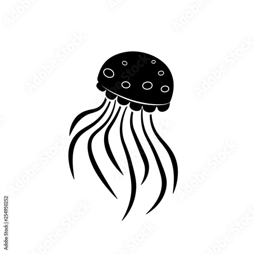 Box Jellyfish silhouette icon. Clipart image isolated on white background