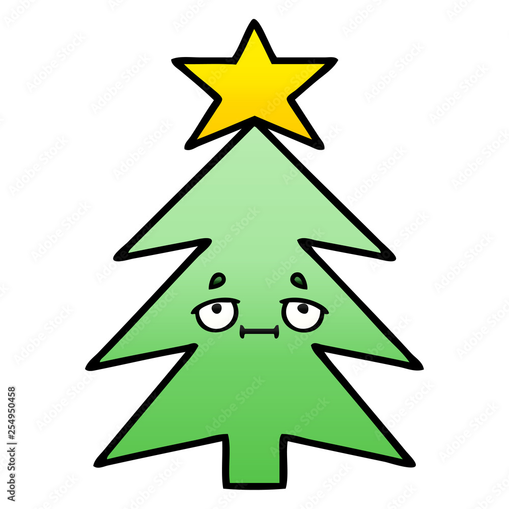 Fototapeta premium gradient shaded cartoon christmas tree
