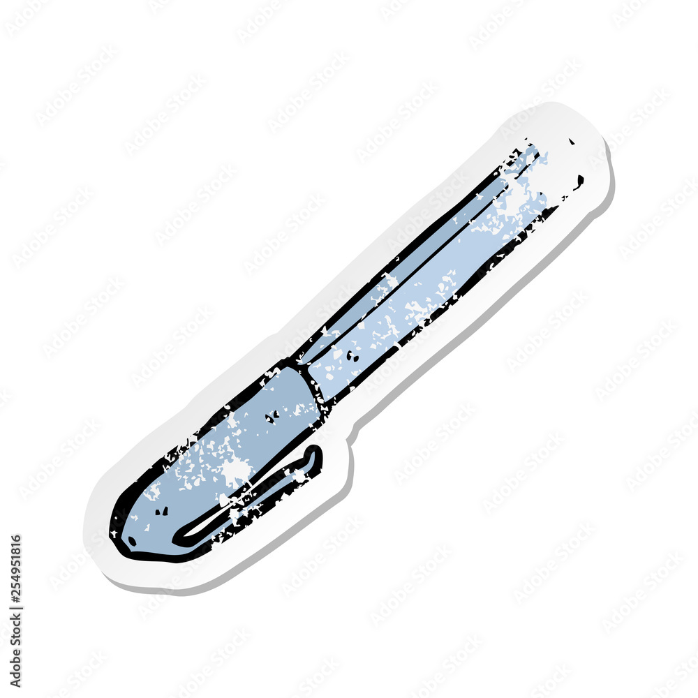 retro distressed sticker of a cartoon pen
