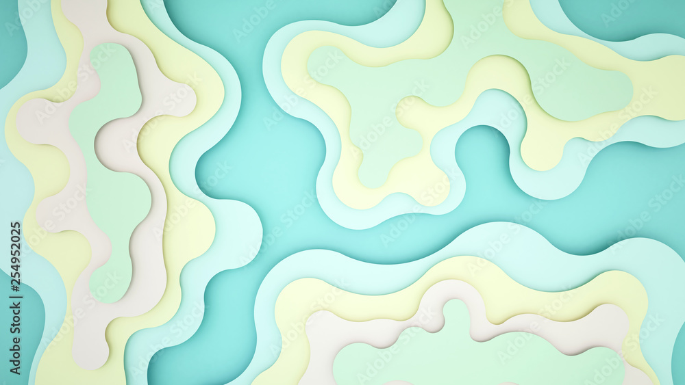 Light pastel wave for artwork background or backdrop- Wavy pastel paper cut style and craft style- Artwork pastel wave and empty space for add message - 3D Illustration Light pastel wave for artwork background or backdrop- Wavy pastel paper cut style and craft style- Artwork pastel wave and empty space for add message - 3D Illustration